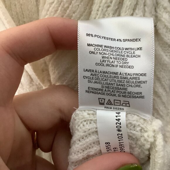 Express X Negin Mirsalehi Ribbed Knit Cardigan Women Large Ivory Cream 2 Button - Picture 5 of 8